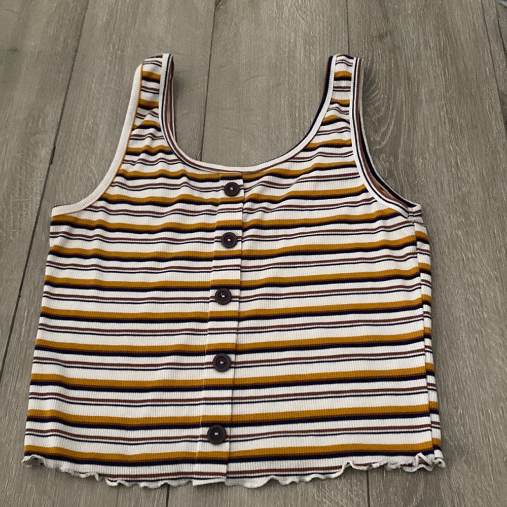 Yellow and white striped crop top